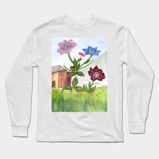 Wildflowers are Busting Out With Butterflies Long Sleeve T-Shirt